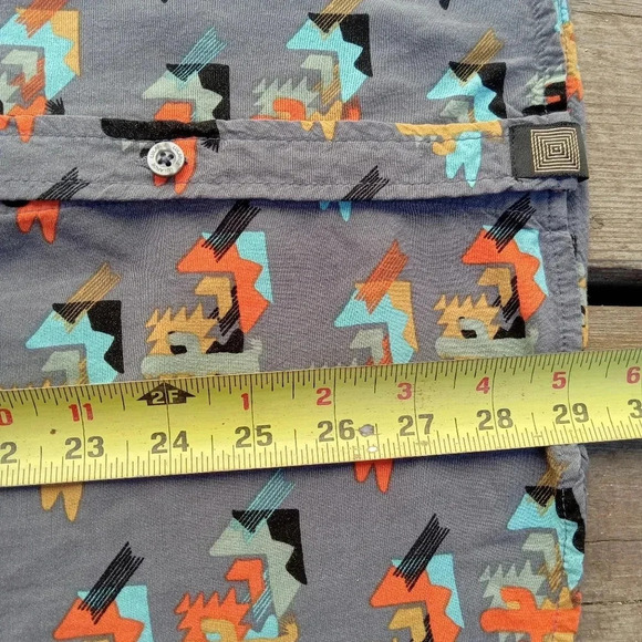 Lularoe Michael's Short Sleeve Full Button Shirt Desert Gray and Orange Breezy L - Picture 8 of 8